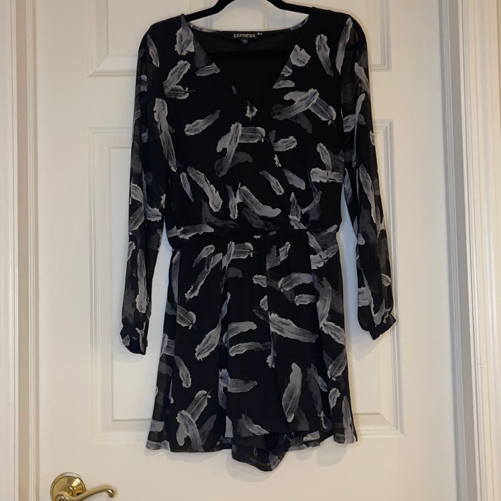 Express black feather romper